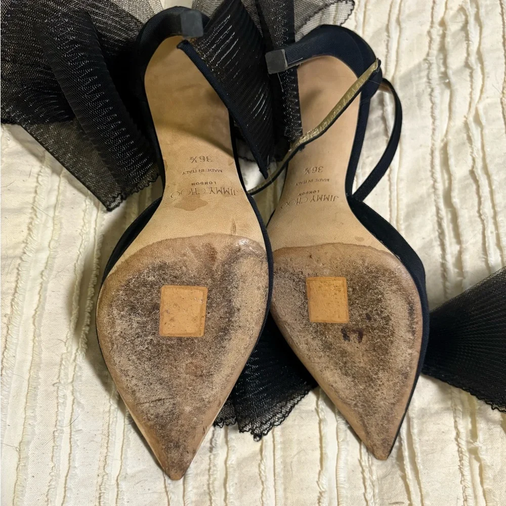 Jimmy Choo - Averly Bow Pumps, Black - 36.5 - Picture 6 of 7